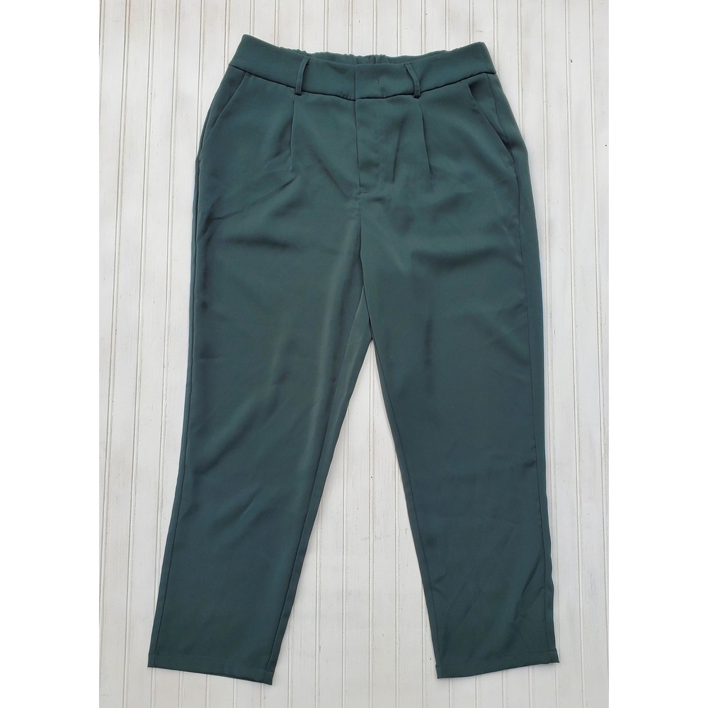 Halara Dark Green High Waisted Tapered Pleated Trousers Pants Womens Large